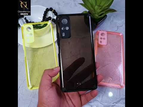 Vivo Y11 2019 Cover - Yellow - New Soft Border Glitter Dust Color Transparent Camera Protection Case - Glitter Does Not Move