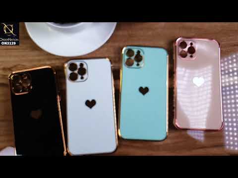 iPhone 12 Pro Cover - Mint Green - Electroplated Love Heart Soft Shiny Case