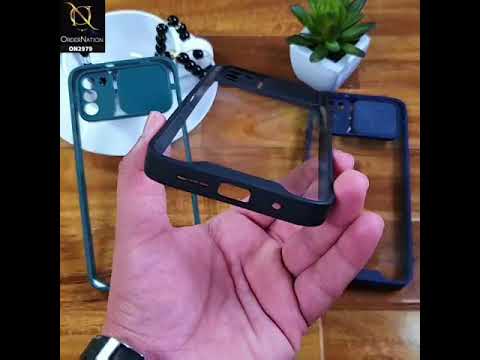 iPhone 12 Pro Cover - Blue - Transparent Matte Shockproof Camera Slide Protection Case
