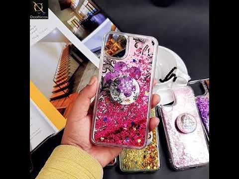 iPhone 11 Pro - Design 9 - New Elegant Liquid Glitter Soft Borders Case With  Holder