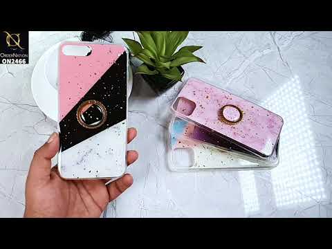 iPhone XS / X Cover - Design 5 - New Stylish Colorful Marble 3D Foil Design Case with Ring Holder