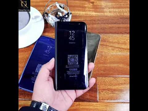 New Luxury Mirror View QR Flip Book Case Samsung Galaxy J4 2018 - Blue