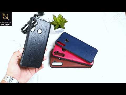 Oppo A8 Cover - Dark Brown - New Sythetic Leather Mosiac Texture Style Soft TPU Case