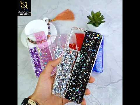 Oppo K10 5G Cover - Light Pink - New Shinny Glitter Case With Bling Sparkle Stones Soft Borders Protective Case ( Glitter Does Not Move )