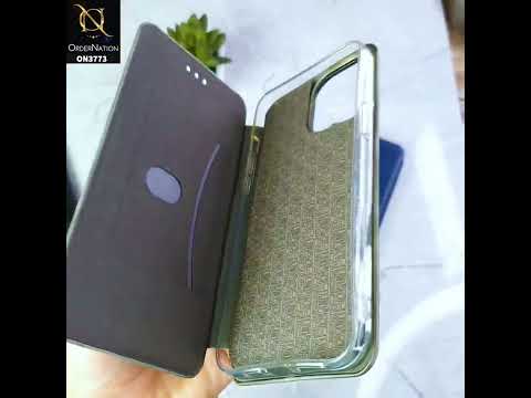 iPhone 12 Pro Max Cover - Brown - All New Premium Megnatic Leather Texture Flip Book Soft Case