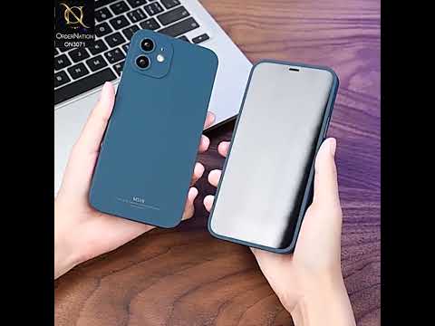 iPhone 12 Pro Max Cover - Dark Green - Ultra Thin Fresh Candy Colors New 360 Frosted Semi-Soft Case With Screen Tempered Glass