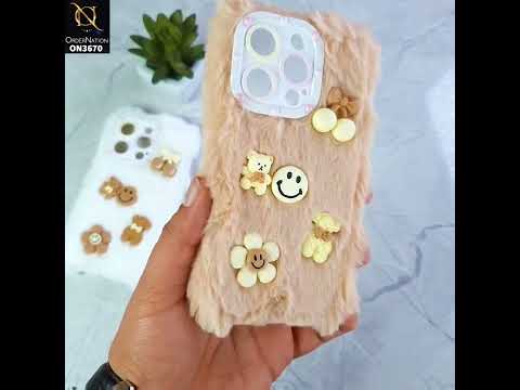 iPhone 13 Pro Cover - White - New Trendy Plush Warm Fluffy Soft Borders Case with Camera Protection