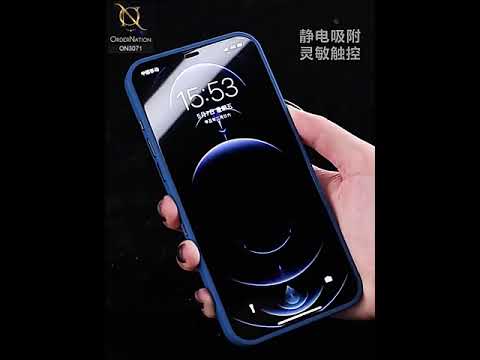 iPhone 12 Pro Max Cover - Blue - Ultra Thin Fresh Candy Colors New 360 Frosted Semi-Soft Case With Screen Tempered Glass