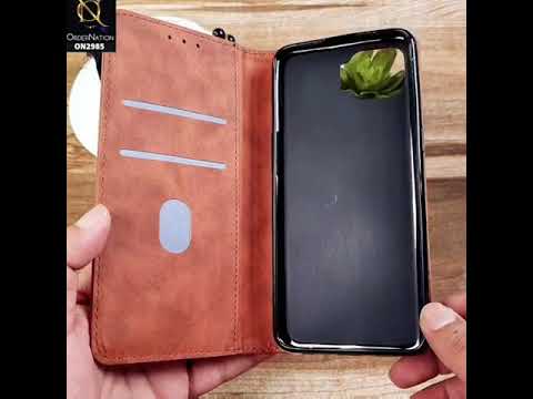 Vivo Y51s Cover - Brown - Elegent Leather Wallet Flip book Card Slots Case