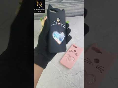 Rubberized Soft Cat Love Glitter Shine Case For Huawei Y7 Prime 2018 / Y7 2018 - Black