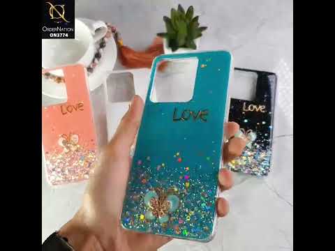 Vivo Y02s Cover - Black - New candy Color Bling Sparkle Soft Silicone Butterfly Glitter Case ( Glitter Does not Move )