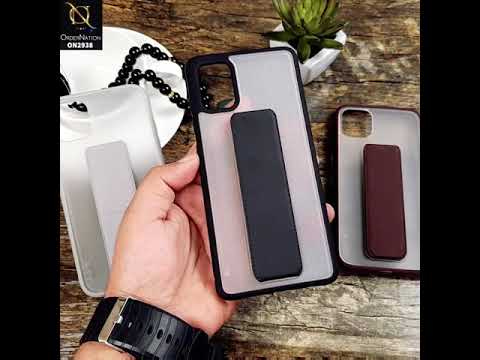 iPhone 11 Pro Max Cover - Black - Elegant Matte Semi Transparent Case With Luxurious Leather Kickstand