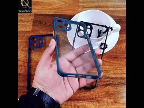 Oppo Reno 4 Lite Cover - Blue - Camera Protection Shiny Acrylic Anti-Shock Bumper Clear Case