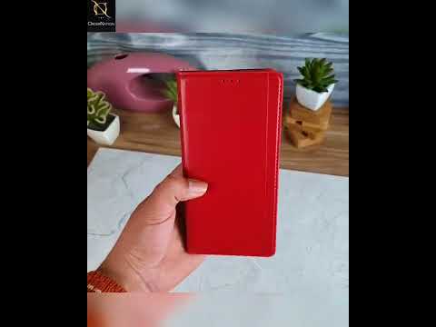 Samsung Galaxy M32 Cover - Red - Rich Boss Leather Texture Soft Flip Book Case