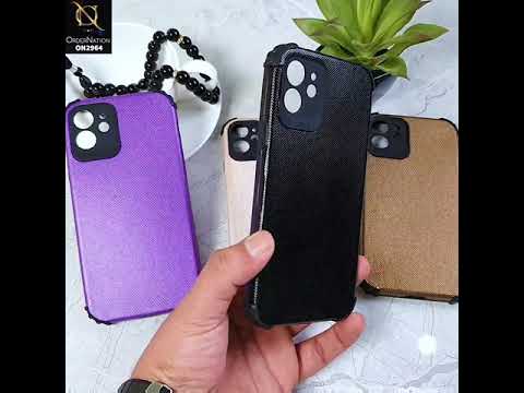 iPhone 12 Pro Cover - Purple - New Jeans Texture Synthetic Leather Style Soft Case