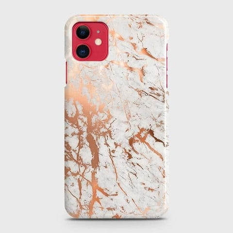 iPhone 11 Cover - In Chic Rose Gold Chrome Style Printed Hard Case with Life Time Colors Guarantee