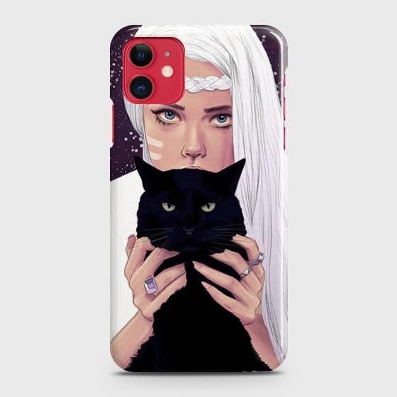 iPhone 11 Cover - Trendy Wild Black Cat Printed Hard Case with Life Time Colors Guarantee ( Fast Delivery )