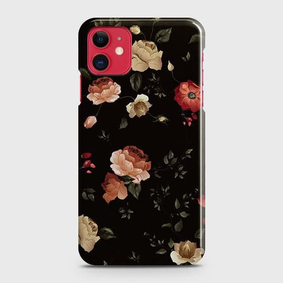 iPhone 11Cover - Matte Finish - Dark Rose Vintage Flowers Printed Hard Case with Life Time Colors Guarantee