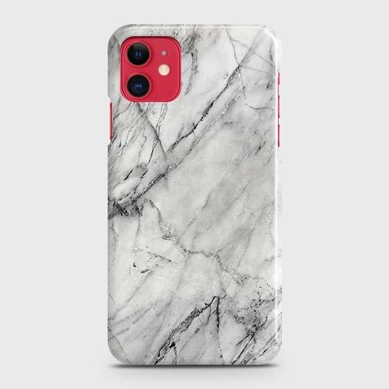 iPhone 11 Cover - Matte Finish - Trendy White Floor Marble Printed Hard Case with Life Time Colors Guarantee - D2