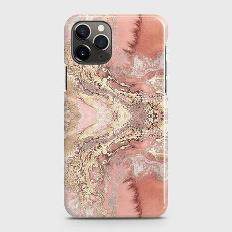 iPhone 11 Pro Cover - Trendy Chic Rose Gold Marble Printed Hard Case with Life Time Colors Guarante