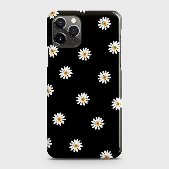 iPhone 11 Pro Cover - Matte Finish - White Bloom Flowers with Black Background Printed Hard Case with Life Time Colors Guarantee B(36)