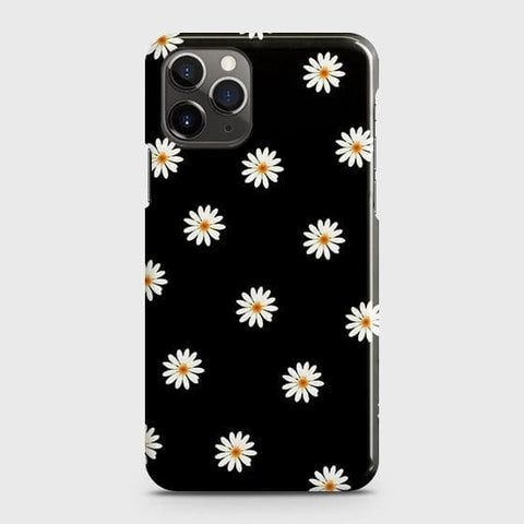 iPhone 11 Pro Cover - Matte Finish - White Bloom Flowers with Black Background Printed Hard Case with Life Time Colors Guarantee B(36)