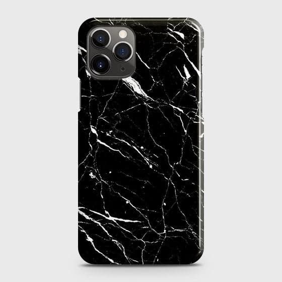 iPhone 11 Pro Max Cover - Trendy Black Marble Printed Hard Case with Life Time Colors Guarantee