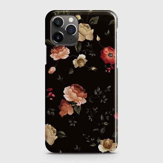 iPhone 11 Pro Max Cover - Matte Finish - Dark Rose Vintage Flowers Printed Hard Case with Life Time Colors Guarantee