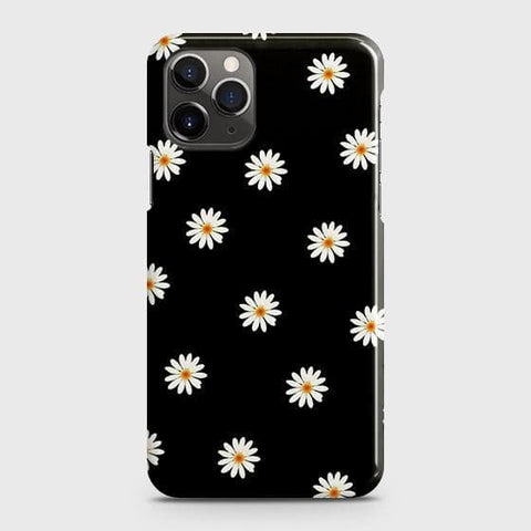iPhone 11 Pro Max Cover - Matte Finish - White Bloom Flowers with Black Background Printed Hard Case with Life Time Colors Guarantee