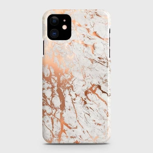 iPhone 12 Cover - In Chic Rose Gold Chrome Style Printed Hard Case with Life Time Colors Guarantee