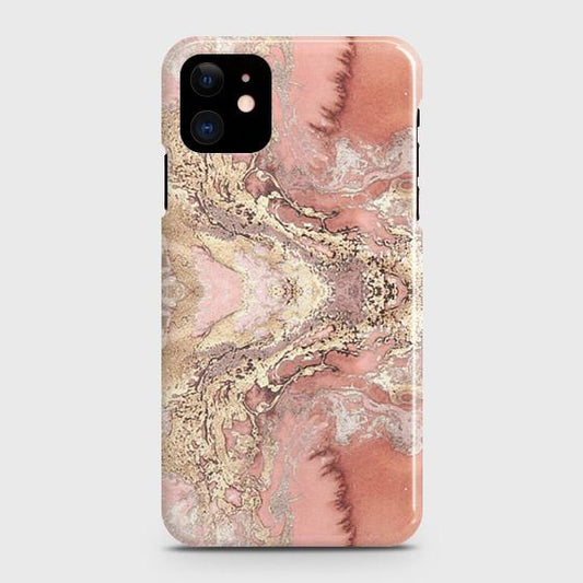 iPhone 12 Cover - Trendy Chic Rose Gold Marble Printed Hard Case with Life Time Colors Guarantee