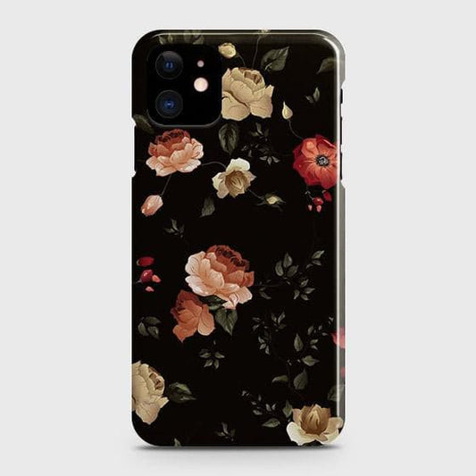 iPhone 12 Cover - Matte Finish - Dark Rose Vintage Flowers Printed Hard Case with Life Time Colors Guarantee