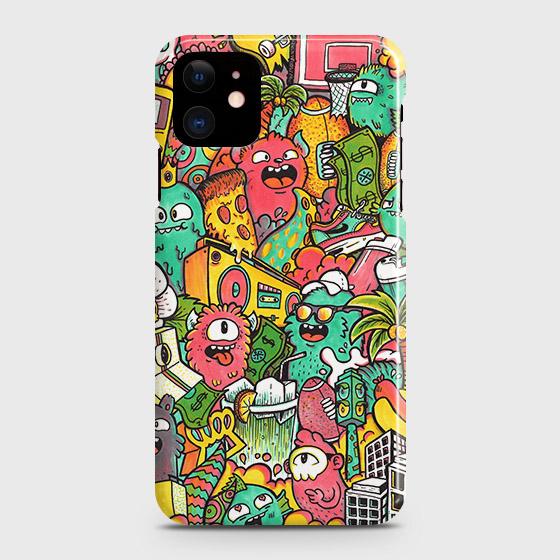 iPhone 12 Cover - Matte Finish - Candy Colors Trendy Sticker Collage Printed Hard Case with Life Time Colors Guarantee