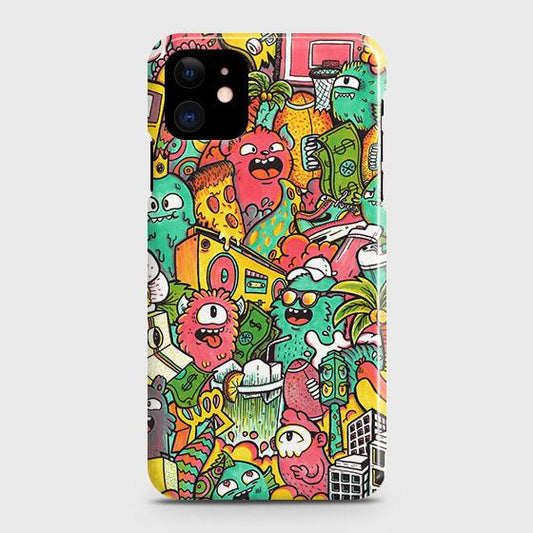 iPhone 12 Cover - Matte Finish - Candy Colors Trendy Sticker Collage Printed Hard Case with Life Time Colors Guarantee