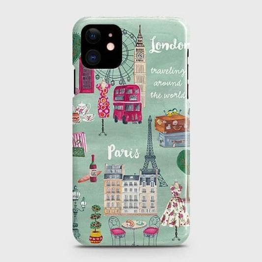 iPhone 12 Cover - Matte Finish - London, Paris, New York ModernPrinted Hard Case with Life Time Colors Guarantee
