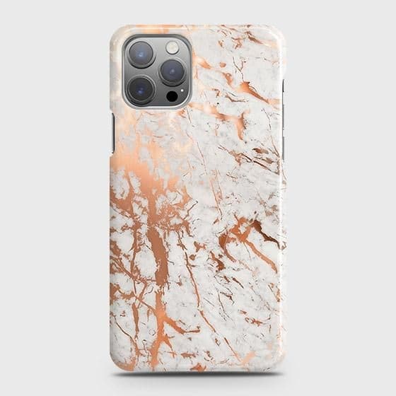 iPhone 12 Pro Cover - In Chic Rose Gold Chrome Style Printed Hard Case with Life Time Colors Guarantee