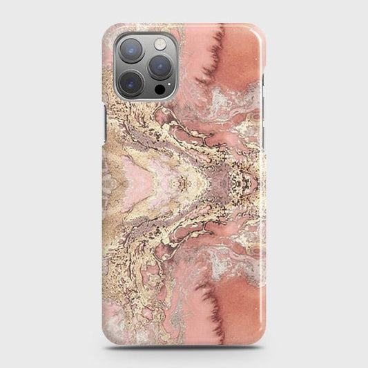 iPhone 12 Pro Cover - Trendy Chic Rose Gold Marble Printed Hard Case with Life Time Colors Guarantee