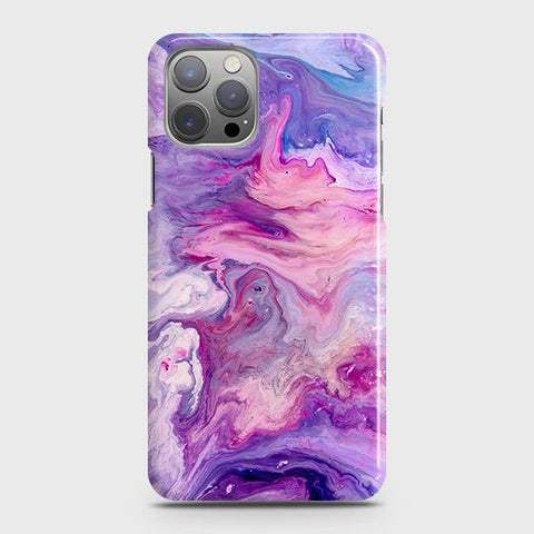 iPhone 12 Pro Cover - Chic Blue Liquid Marble Printed Hard Case with Life Time Colors Guarantee