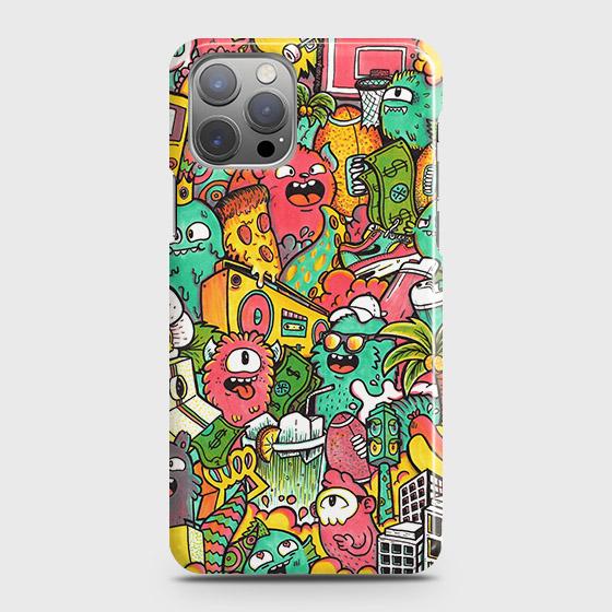 iPhone 12 Pro Cover - Matte Finish - Candy Colors Trendy Sticker Collage Printed Hard Case with Life Time Colors Guarantee