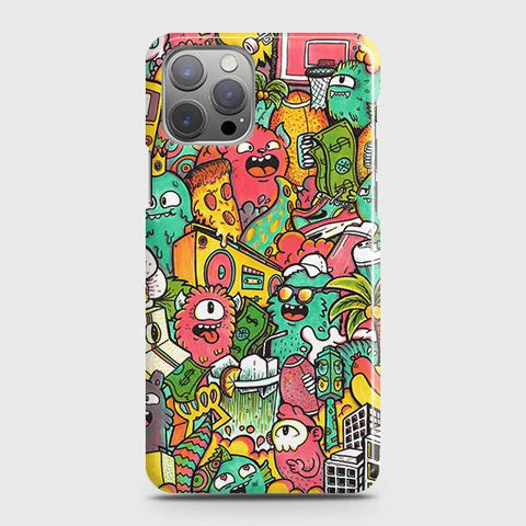 iPhone 12 Pro Cover - Matte Finish - Candy Colors Trendy Sticker Collage Printed Hard Case with Life Time Colors Guarantee