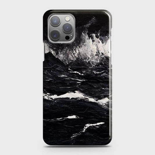 iPhone 12 Pro Cover - Black Ocean Marble Trendy Printed Hard Case with Life Time Colors Guarantee