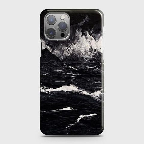 iPhone 12 Pro Cover - Black Ocean Marble Trendy Printed Hard Case with Life Time Colors Guarantee