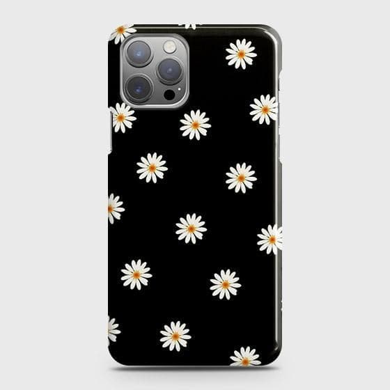 iPhone 12 Pro Cover - Matte Finish - White Bloom Flowers with Black Background Printed Hard Case with Life Time Colors Guarantee