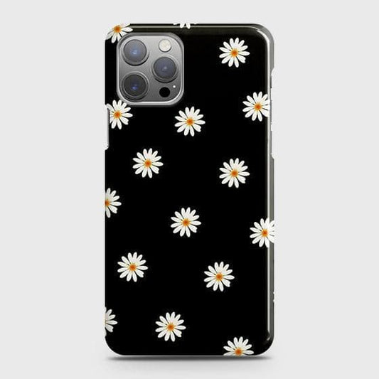 iPhone 12 Pro Max Cover - Matte Finish - White Bloom Flowers with Black Background Printed Hard Case with Life Time Colors Guarantee