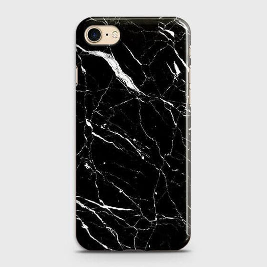 iPhone SE 2020 Cover - Trendy Black Marble Printed Hard Case with Life Time Colors Guarantee