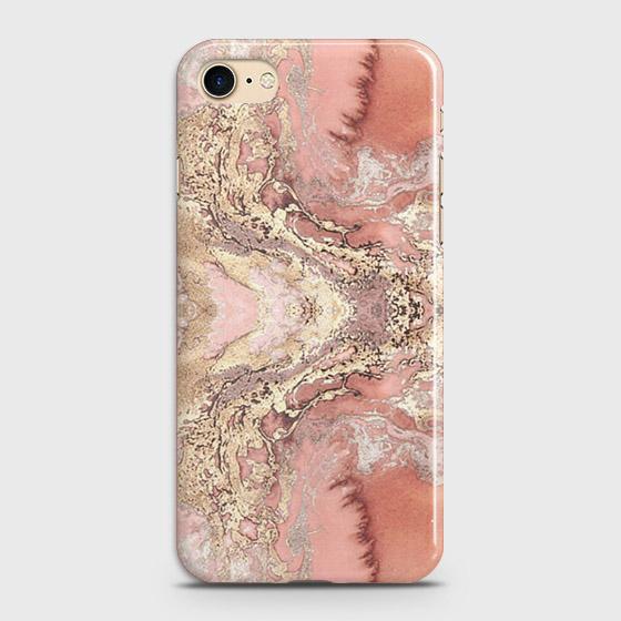 iPhone SE 2020 Cover - Trendy Chic Rose Gold Marble Printed Hard Case with Life Time Colors Guarantee