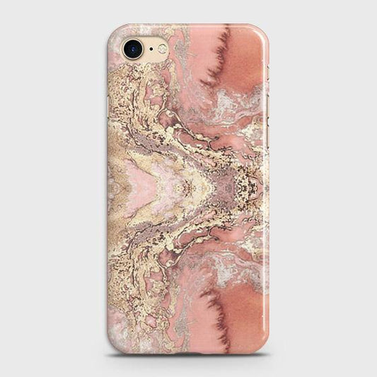 iPhone SE 2020 Cover - Trendy Chic Rose Gold Marble Printed Hard Case with Life Time Colors Guarantee