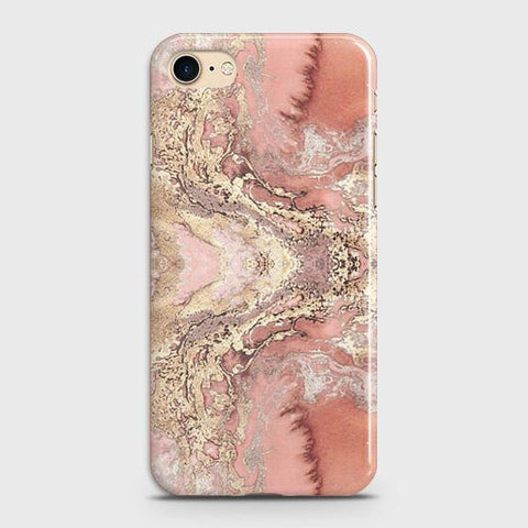iPhone SE 2020 Cover - Trendy Chic Rose Gold Marble Printed Hard Case with Life Time Colors Guarantee