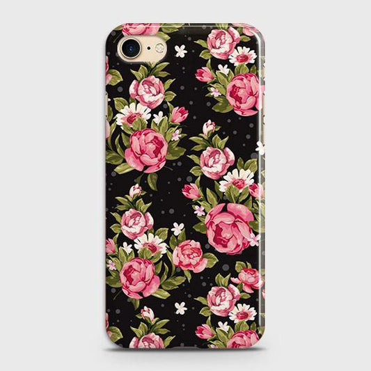 iPhone SE 2020 Cover - Trendy Pink Rose Vintage Flowers Printed Hard Case with Life Time Colors Guarantee