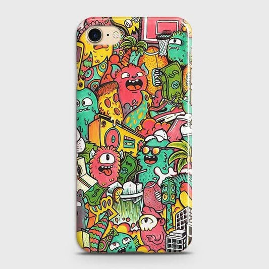 iPhone SE 2020 Cover - Matte Finish - Candy Colors Trendy Sticker collage Printed Hard Case with Life Time Colors Guarantee
